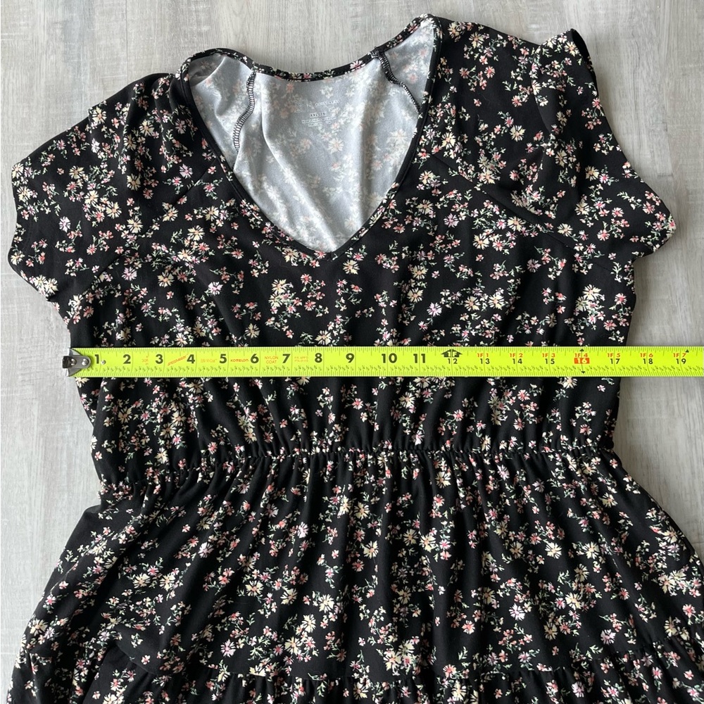 NO BOUNDARIES Floral Black Dress V-Neck Flutter Sleeves Size XXL - Picture 4 of 6